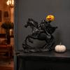 Unique Holiday Gift Headless Horseman Statue with Pumpkin, Horror Knight Holding Pumpkin Decorative Resin Ornament, Halloween Horse Sculpture