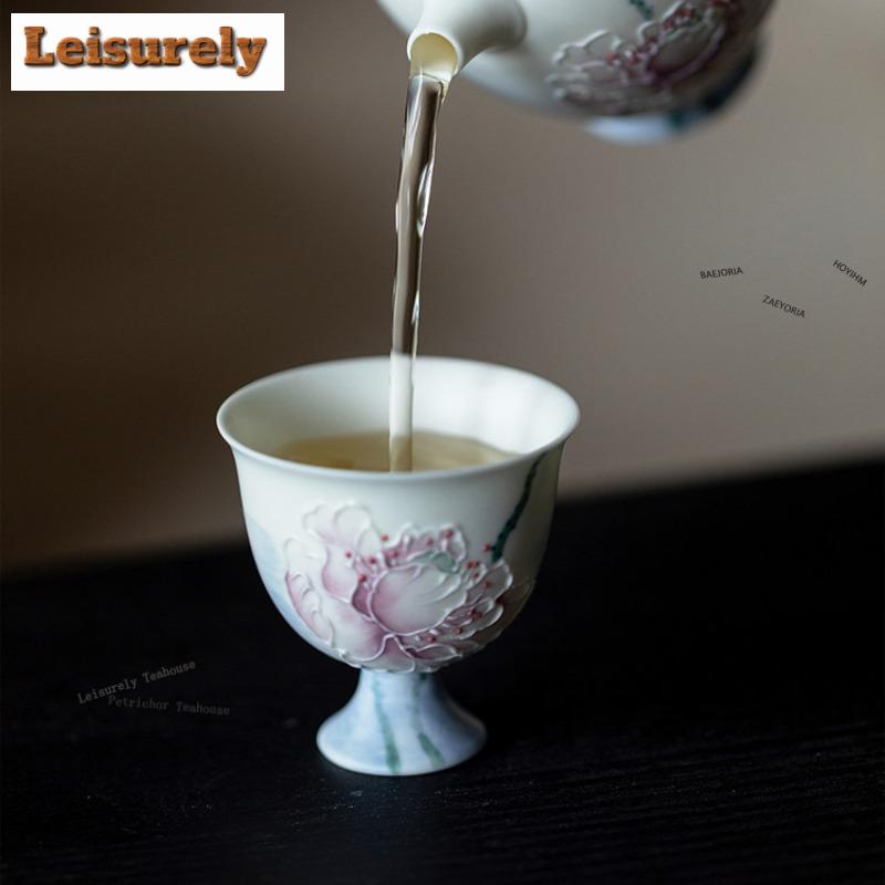 11ml Pastel Corn Poppy Teacup Vintage Tea Bowl Sample Tea Cup Tea-tasting Smelling Cup Jianzhan Master Cups Household Teaset