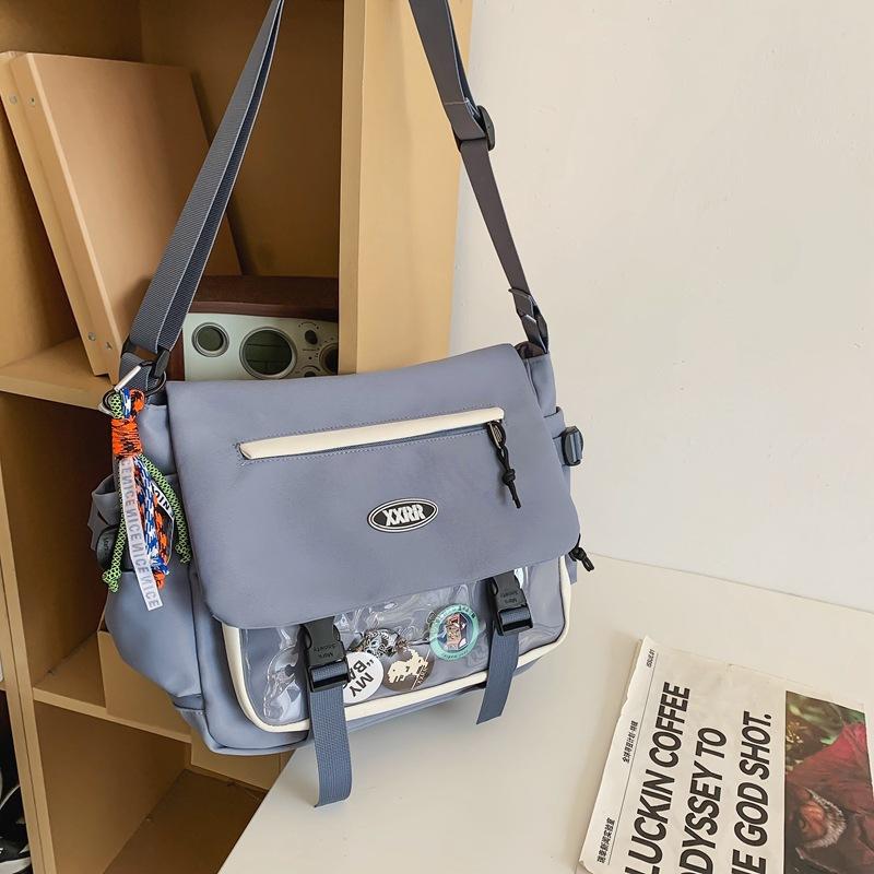 New Students' Class Bag Leisure Postman Bag Transparent Pain Bag Shoulder Bag Hipster Large Capacity Messenger Bag