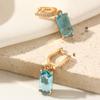 Rectangular Imitation Crystal Dangle Earrings for Women New Fashion Zirconia Earring Golden Wedding Party Jewelry Accessories