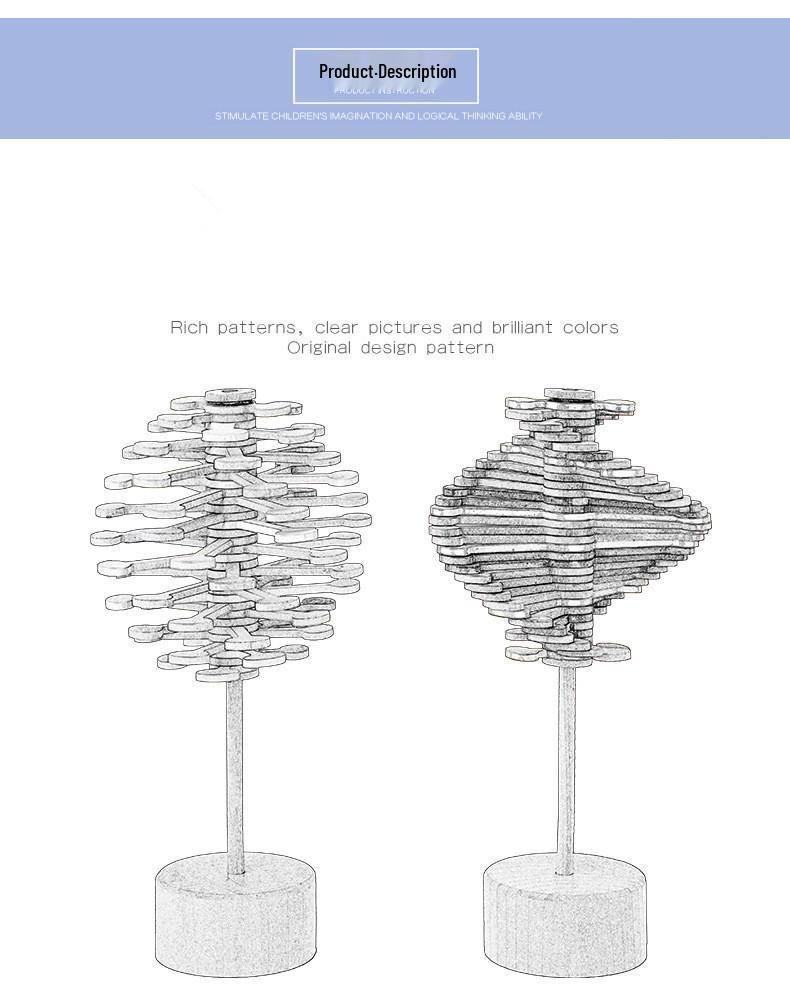 Fibonacci Sequence Wooden Spinning Top Ornament Toy