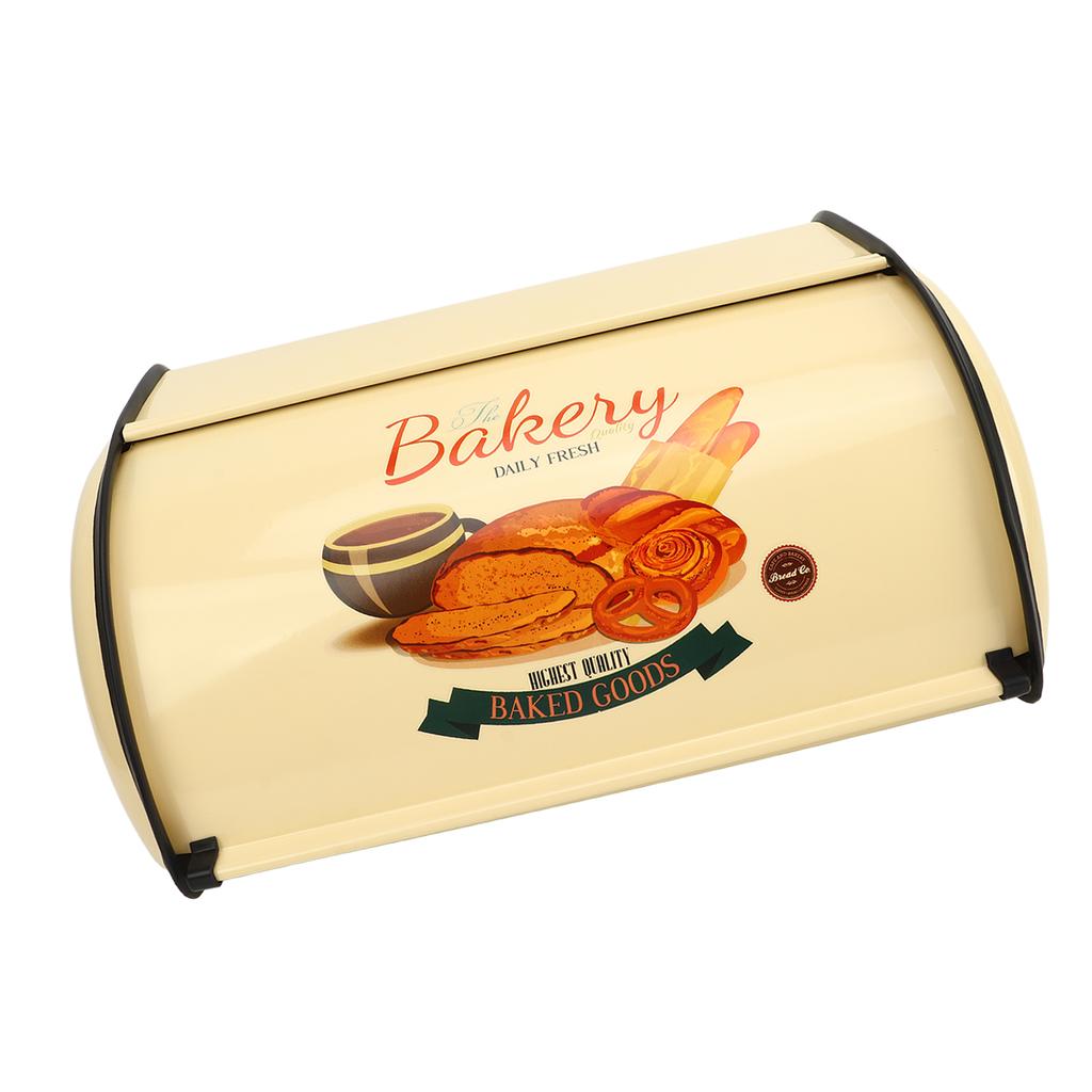 Metal Bread Box Champagne Color Small Drum Type Metal Bread Bin for Kitchen Countertop