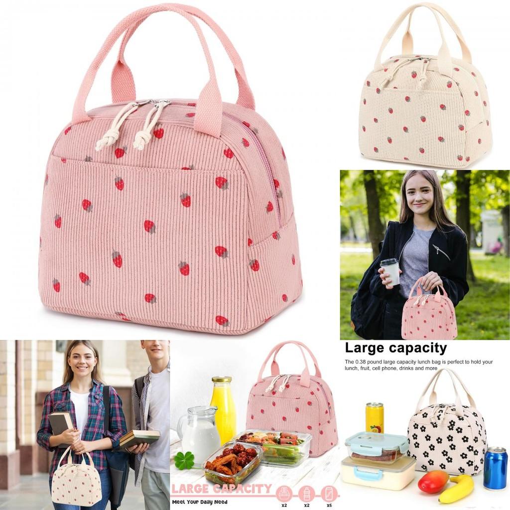 Strawberry Lunch Flower Cooler Bag Breathable Women Outdoor Commuting Office
