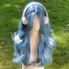 Middle Part Long Curly Hair Heat Resistant Cosplay Lolita Wigs Cute Sea Blue Color Wigs Drag Queen