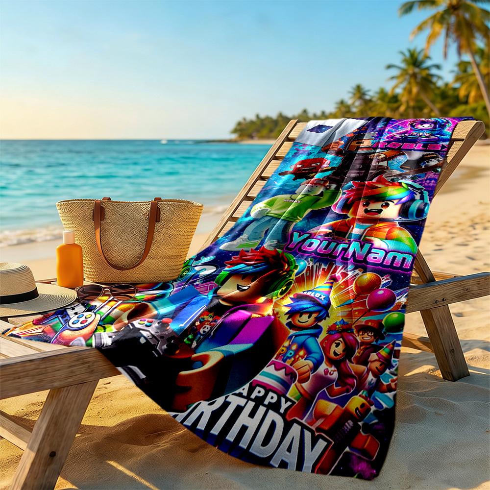 Roblox Personalized Text Beach Towel Quick-Dry Soft Microfiber For Beach Bathroom Outdoor Swimming Pool Camping Picnic Yoga Diving Vacation Accessorie