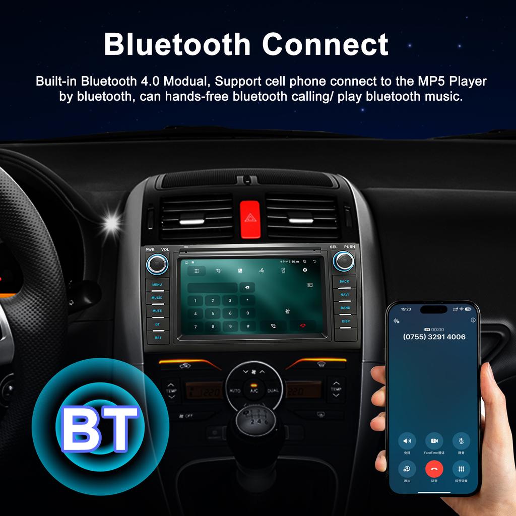 REAKOSOUND Autoradio 7'' Touchscreen Carplay für Toyota auris 2 Din Auto-Multimedia mit Bluetooth Video Autoradio Radioempfänger