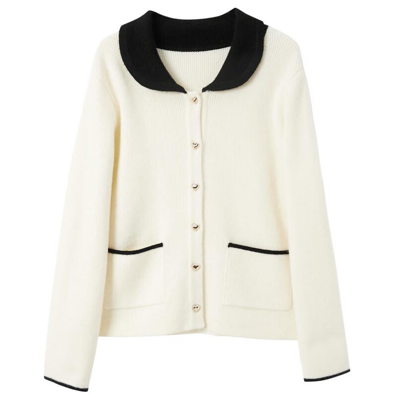 Sancai Women's French Style Color-block Knit Cardigan