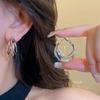 Silver Multi-Layer C-Shaped Hoop Earrings - 2024 Light Luxury Style for Women
