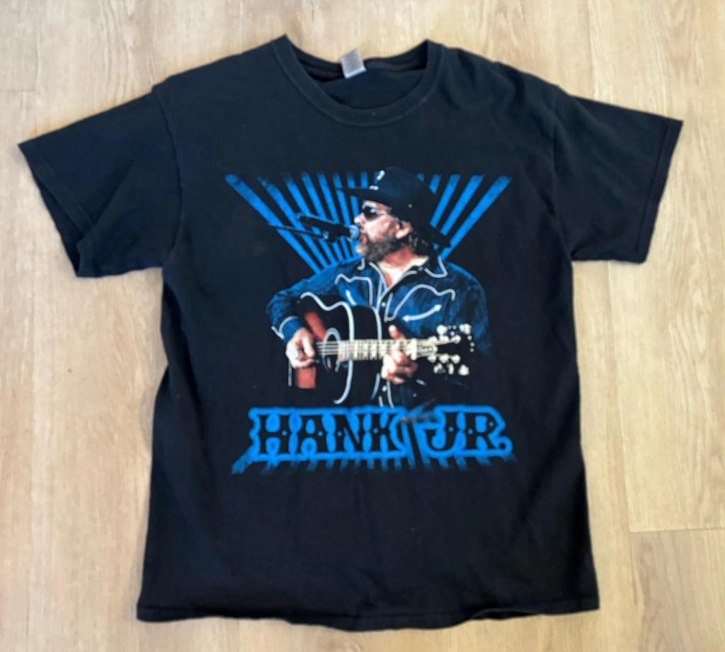 Hank Williams Jr Concerto Maglietta Nera Tour 2021 Adulto Taglia L Grafica Nera su 2 Lati