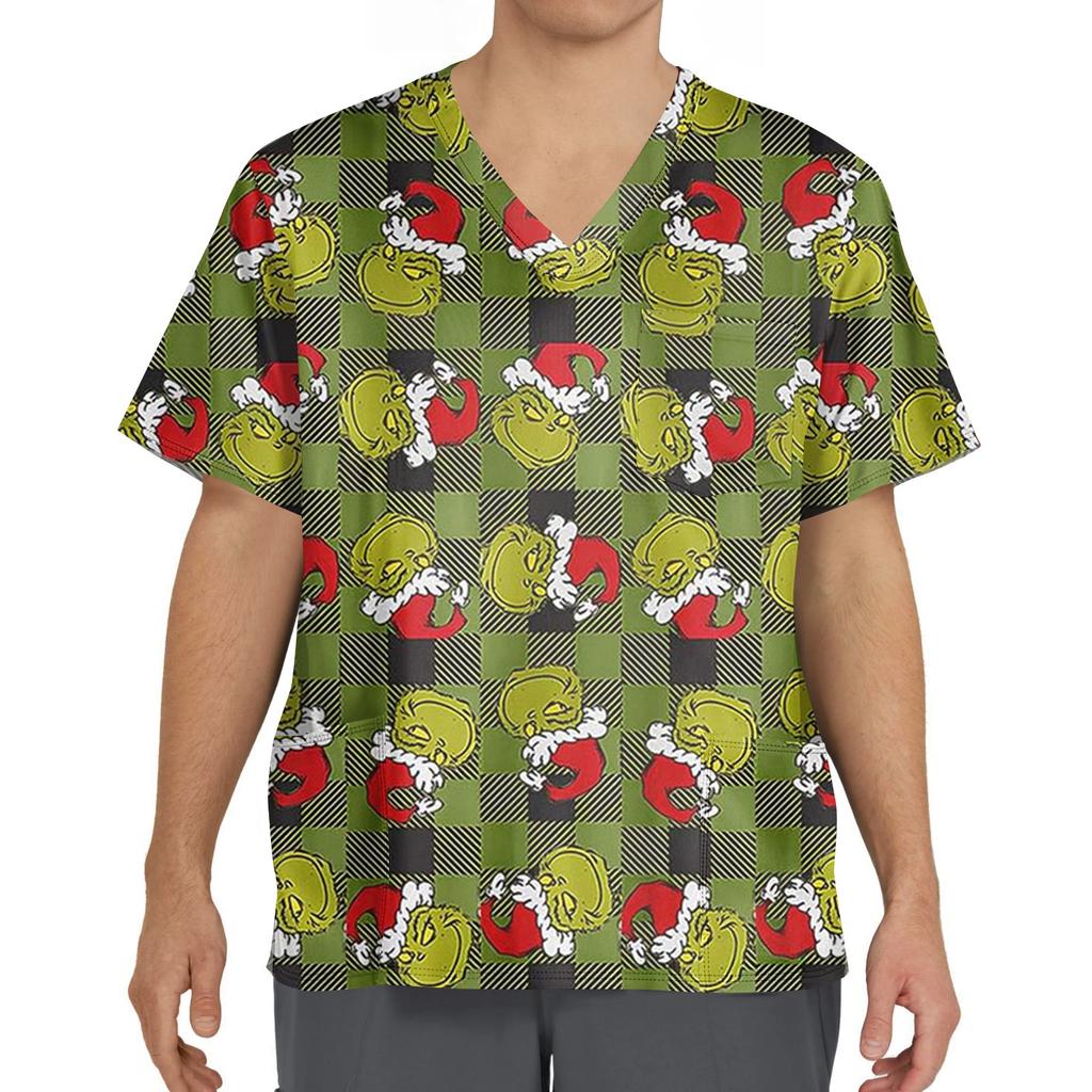 Top de Cuidado de Manga Corta con Cuello en V y Estampado con Bolsillo de Pecho para Hombre