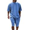 Set Due Pezzi T-shirt da Uomo a Maniche Corte Girocollo e Pantaloncini con Coulisse Outfit Estivo Casual Vestibilità Larga per l'Uso Quotidiano