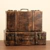 Vintage European Leather & Wood Handbag - Nostalgic Display & Storage Box