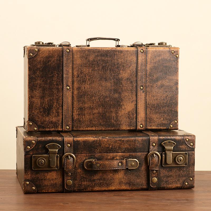 Vintage European Leather & Wood Handbag - Nostalgic Display & Storage Box