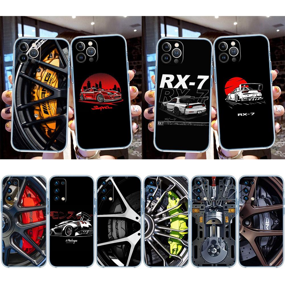 Supercar Super Wheel Car Calipers Transparent Phone Case for Motorola Moto G7 G8 G9 G84 G85 G73 G24 G15 Z2 Play Power Plus