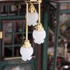 Miniature Dollhouses Chandelier Lamp 1/12 Scale Three Head Ceiling Lamp for Living Room Display Landscape Accessories