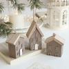 New Wooden Christmas House Pendant Village Pendant DIY Log House Ornament Christmas Drop Ornaments New Year Decor