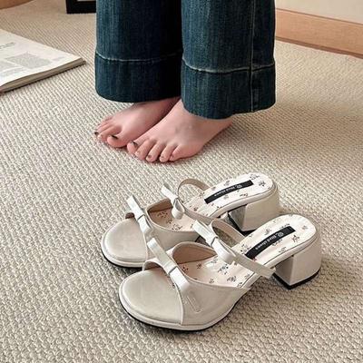Niche Fairy Wind Open-toed Slippers Female Summer Out 2025 New Thick Heel Heightened Skirt Foreign Cool Slippers