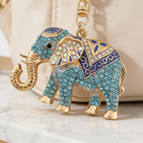 Horse Keychain Colorful Sparkling Rhinestones Elephant Charm Key Chain Decorative Good Luck Pendant Bags Backpacks Wallets Cars Accessories