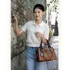 Vintage Chinese Style Shoulder Crossbody Bags for Women Embossing Print Tote Bags Large Capacity Multi-Pocket Soft Handbags
