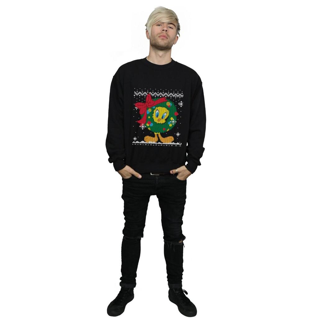 Looney Tunes Mens Tweety Pie Christmas Fair Isle Sweatshirt