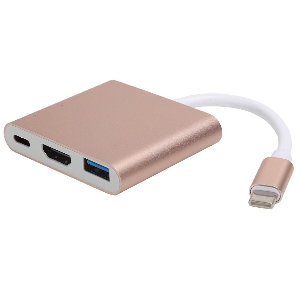 USB C Adpater 3.1 3 in 1 Hub Converter Dock High Definition Multimedia Interface 4KRose Gold