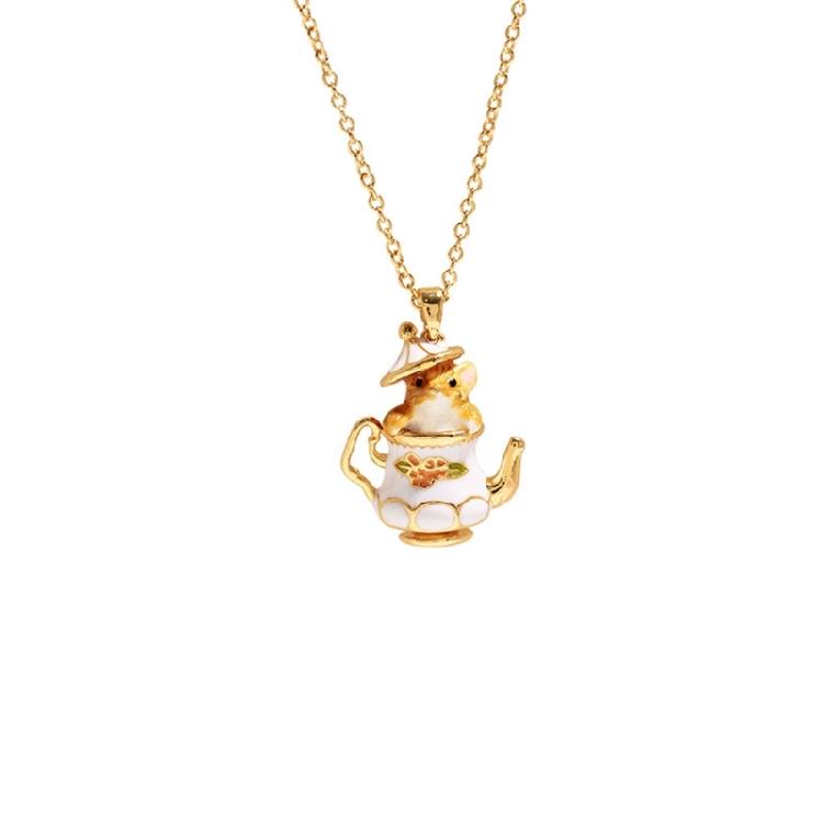 

Enamel Chipmunk Teapot Earrings Trendy Pendant Necklace Stylish Woman Accessory