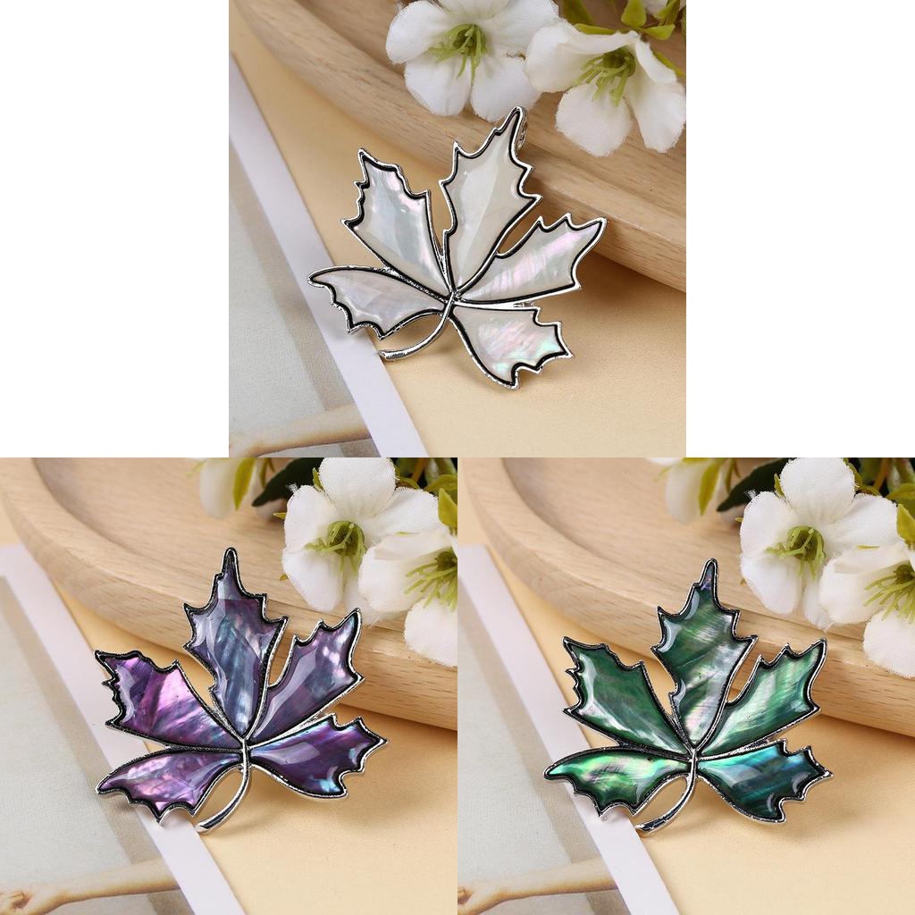 Creative Shell Leaf Brooch Pendant With Inlay For Women And Men