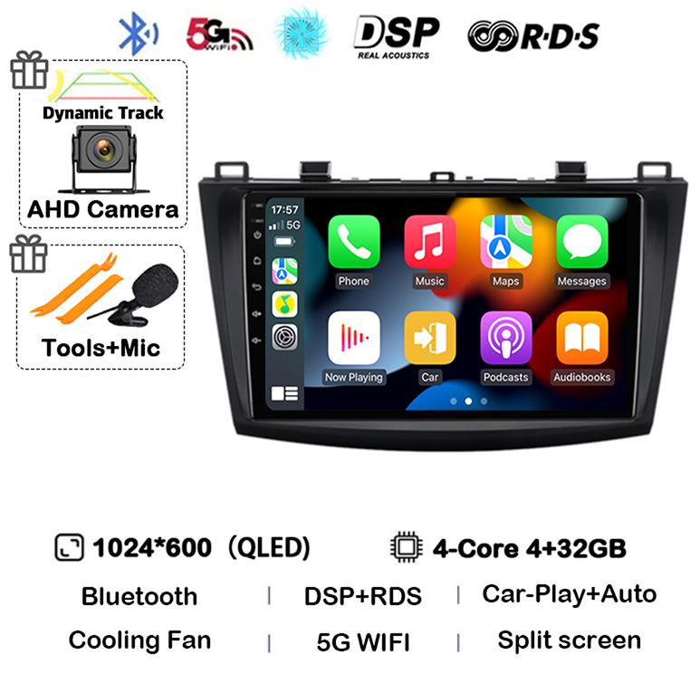 Android 14 Carplay Auto For Mazda 3 2009 2010 2011 2012 2013 Car Radio Multimedia Player Stereo Video Audio GPS Head Unit WIFI