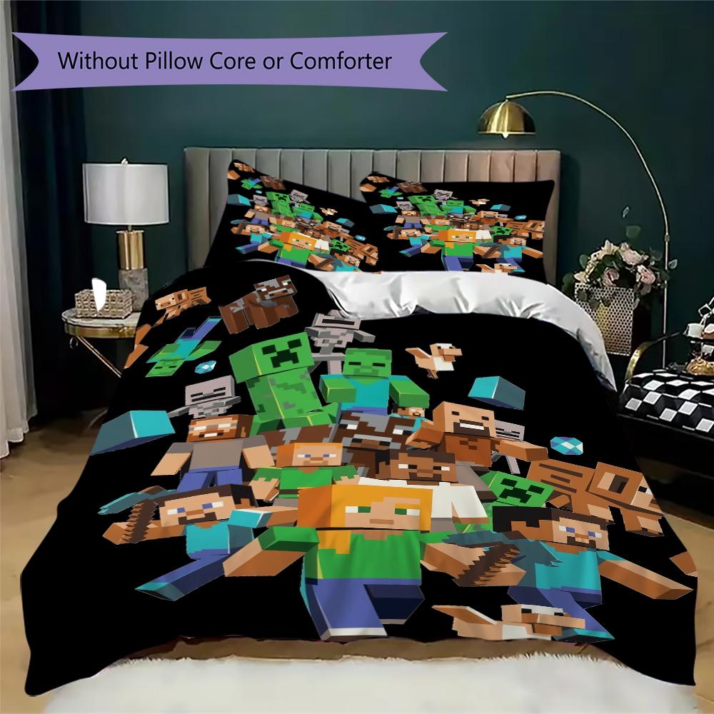 Block World Adventure Bedding 1 Duvet Cover 2 Pillowcase Without Core Without Core Christmas Birthday Gift Duvet Cover And Pillowcase