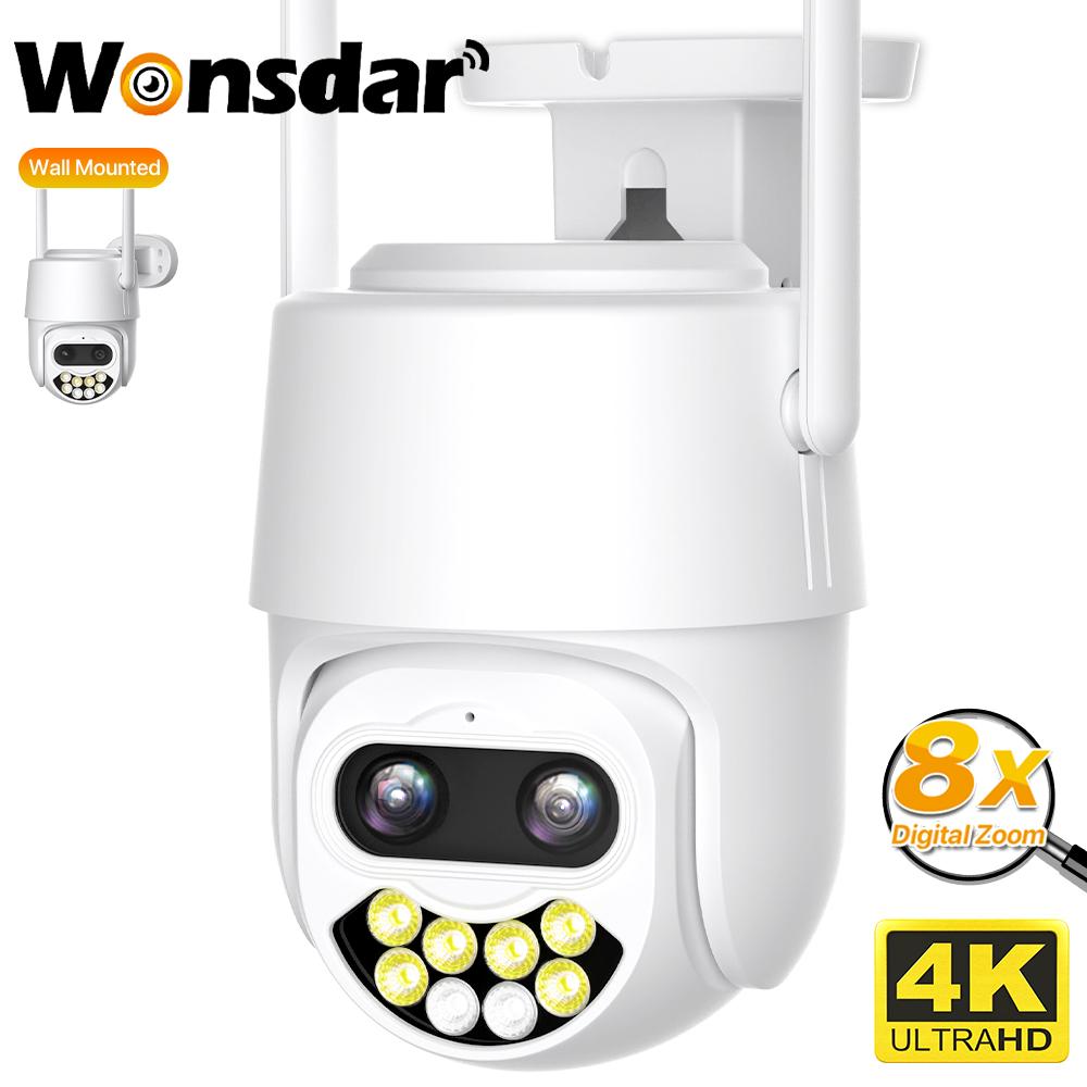 

4K 8MP WIFI IP-камера 8X гибридный зум с двумя объективами PTZ-камера Открытый AI Обнаружение человека 2K 4MP HD CCTV Видеонаблюдение Приложение iCSee