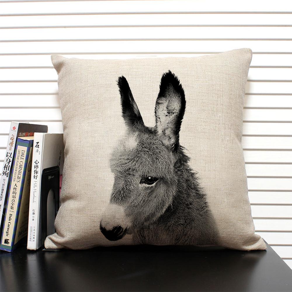 African Animal Lion Elephant Elk Decorative Pillow Cover Sofa Cushion Cover Farm Animal Portrait Linen Pillowcase 45x45cm