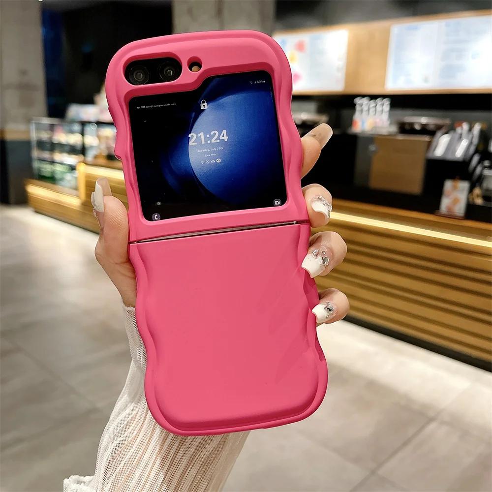 Fashion Matte Wave Edge Silicone Phone Case for Samsung Galaxy Z Flip 6 Z Flip5 Z Flip4 Z flip3 Shockproof Soft Cover