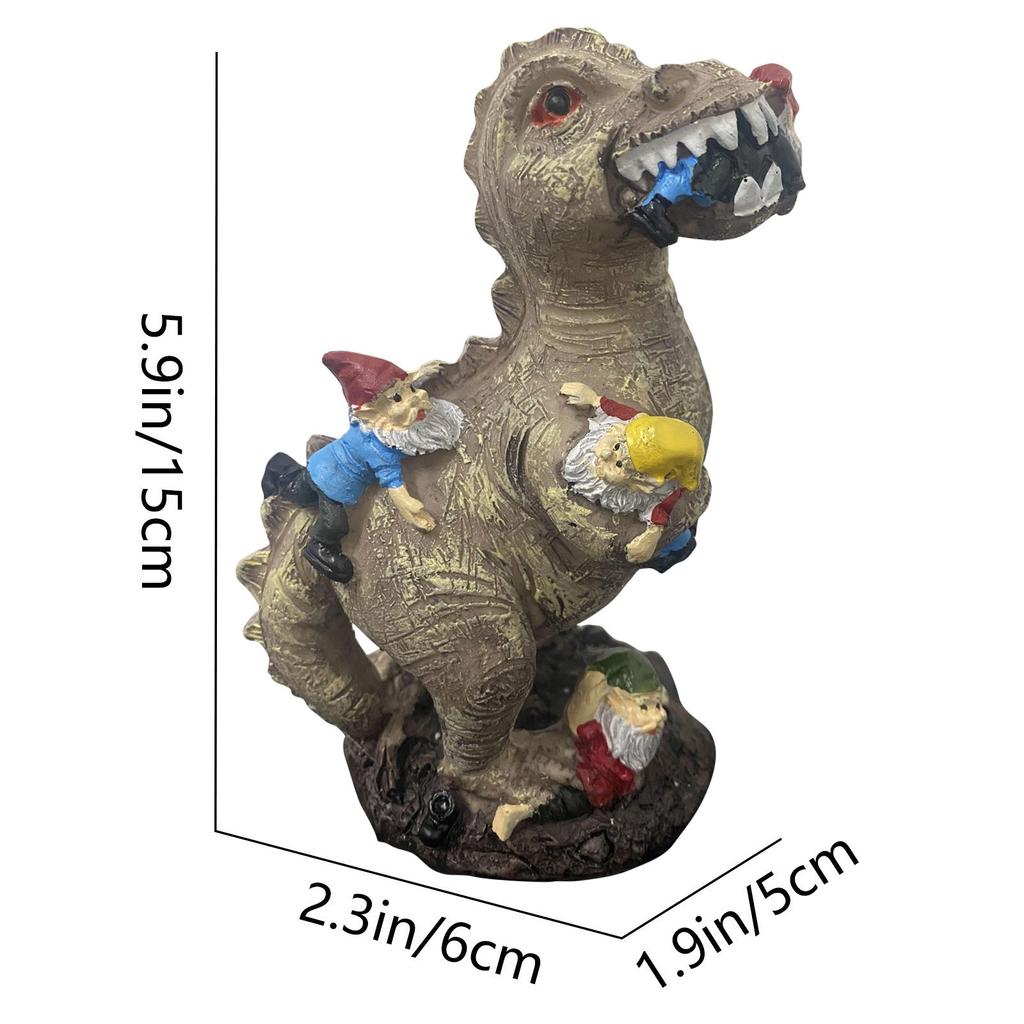 Dinosaur Eating Gnomes Garden Art Outdoor For Fall Winter Garden Decor