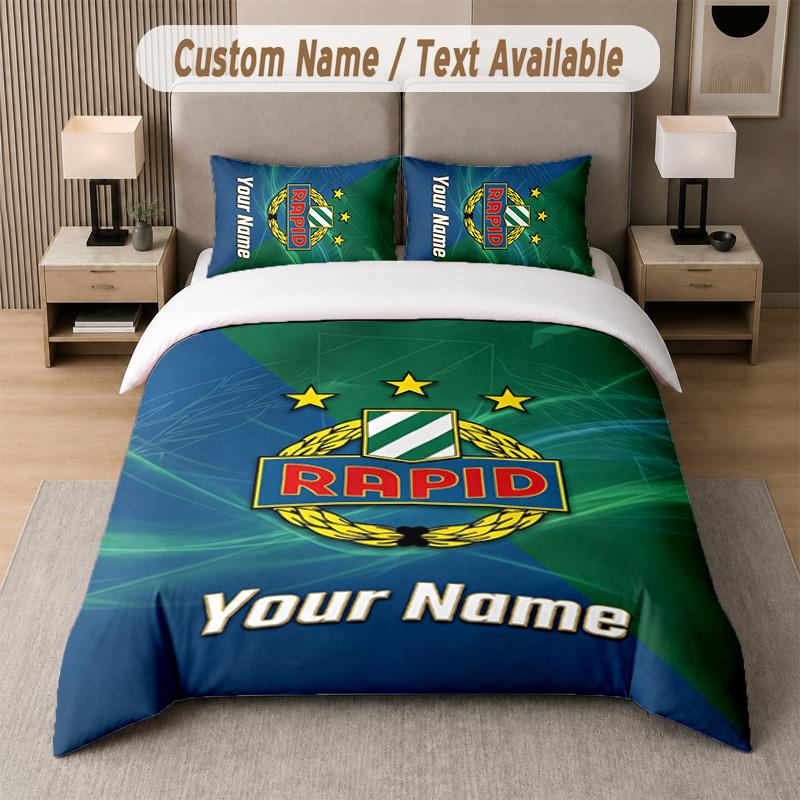 Rapid Wien FC Design Bedding Set Custom Text 1 Duvet Cover & 2 Pillow Cases