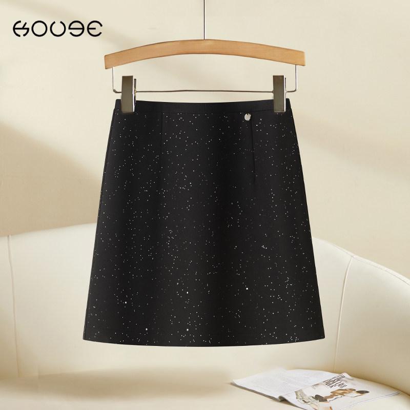Luxe Black Sequin Midi Skirt - 2026 Spring Collection: Elegant, Slimming, Versatile, Hip-Hugging Straight Cut for Women