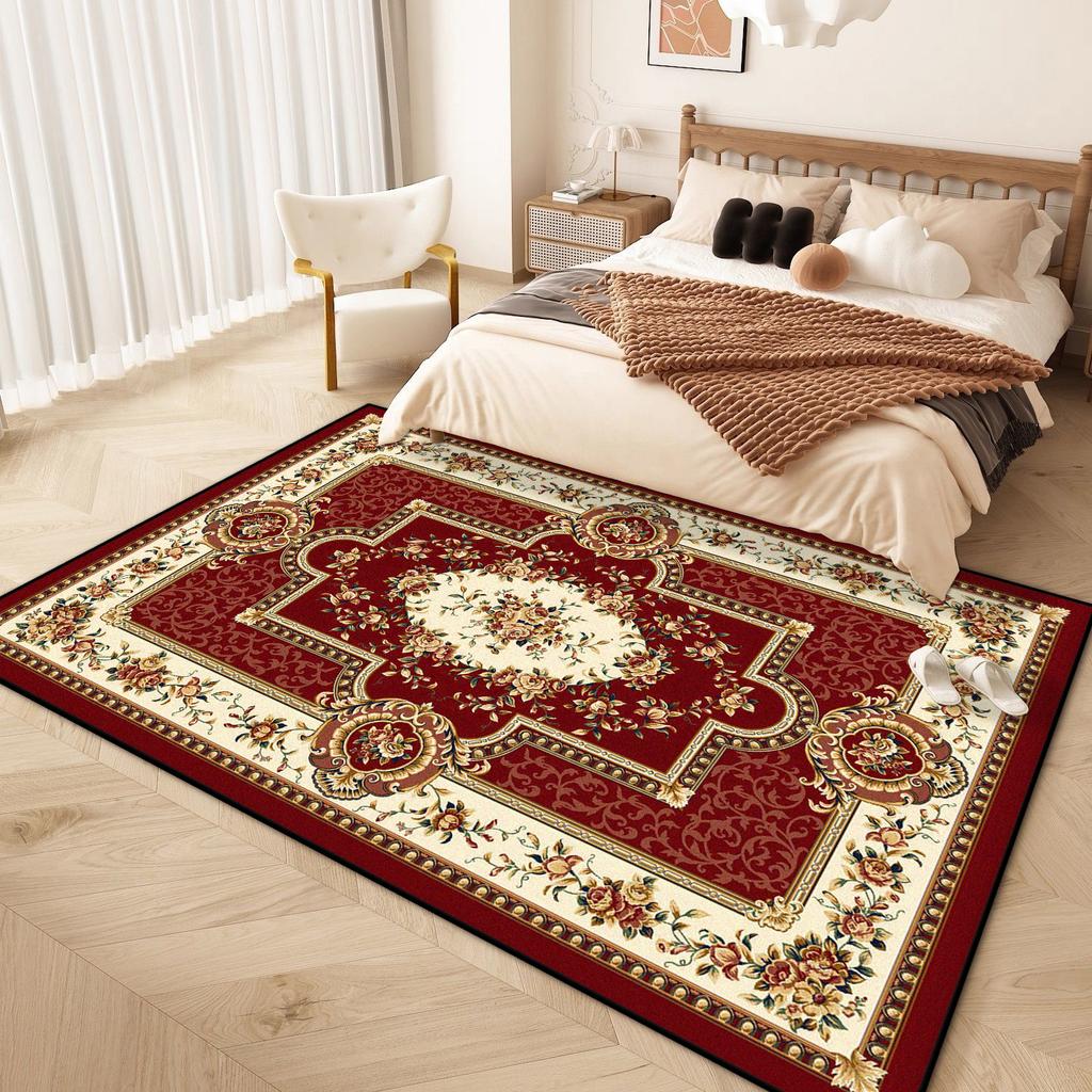 European Style Luxury Living Room Rug Big Size Antiskid Flower Design Bedroom Decor Bedend Carpet Easy Clean Entrance Door Mat