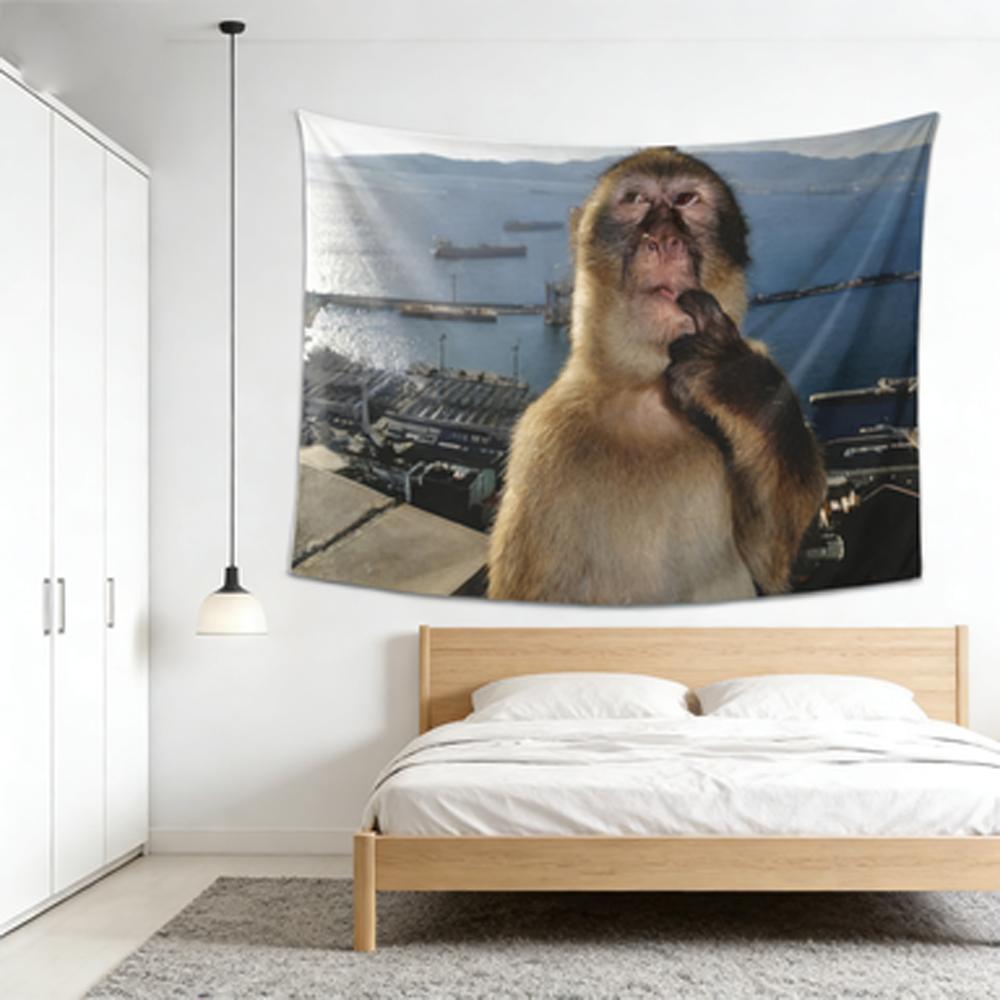 

Monkey Polyester Tapestry Trendy Contemplative Wall Decor for Bedroom Living Room Unique Festival Birthday Gift 74x94cm(29x37in)