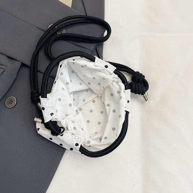 Vintage Polka Dot Drawstring Mini Bucket Bag
