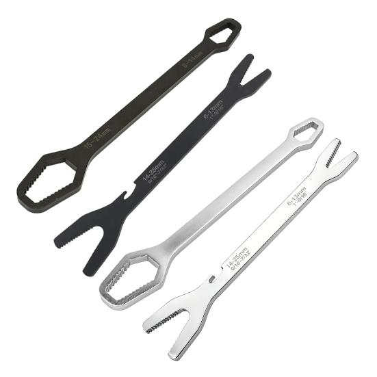 Universal Self Tightening Wrench High Carbon Steel Adjustable Wrench with Long Handle Car Bike Repairs Multi-Angle Fastener Tool