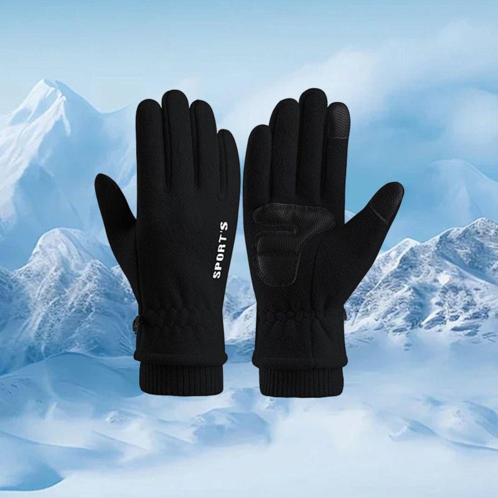 

Флисовые перчатки в корейском стиле, сохраняющие тепло, варежки для велоспорта, эластичные зимние теплые перчатки для верховой езды Pink-Women