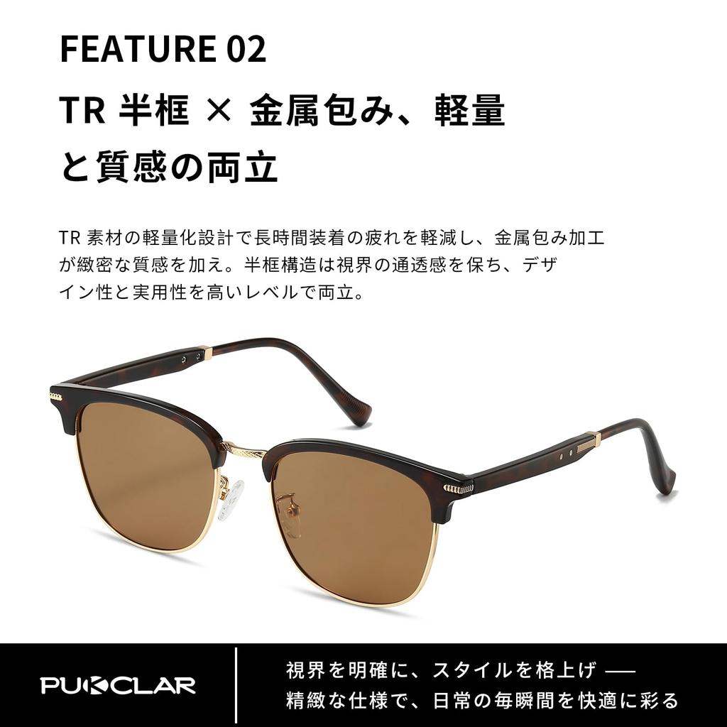 Sunglasses for Men and TR Metal Polarized Multiple Suitable for Commuting and Cafes [PUKCLAR] Women, Half-Frame Frame, Lenses, Colors,