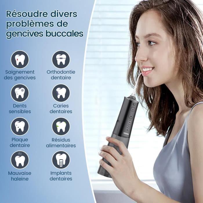 Jet dentaire - vimmk - hydropulseur rechargeable - 5 modes de pression - 8 embouts - étanche ipx7