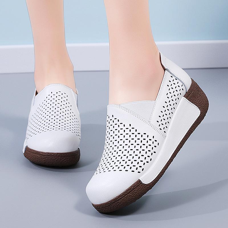 Moda Damskie Buty Wulkanizowane Outdoor Swing Casualowe Buty Sportowe Zwiększające Lekkość Skórzane Buty na Platformie Damskie Pojedyncze Buty