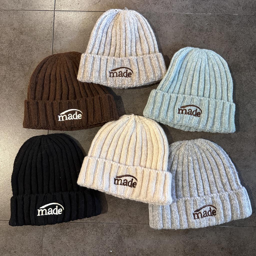 Knitted Letter Embroidered Beanie Hat For Winter Warmth Unisex Fashion Accessory