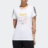 Adidas Neo Three Stripes Color Block Pattern Print Round Neck Short Sleeve T-Shirt Women Tops White GK1568