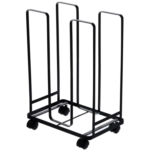 Yamazaki Tower Cardboard Storage Container, Black, Approx. W30 x D23 x H43.5cm, with Casters, for Cardboard Storage, Easy to Bind, Model 3304
