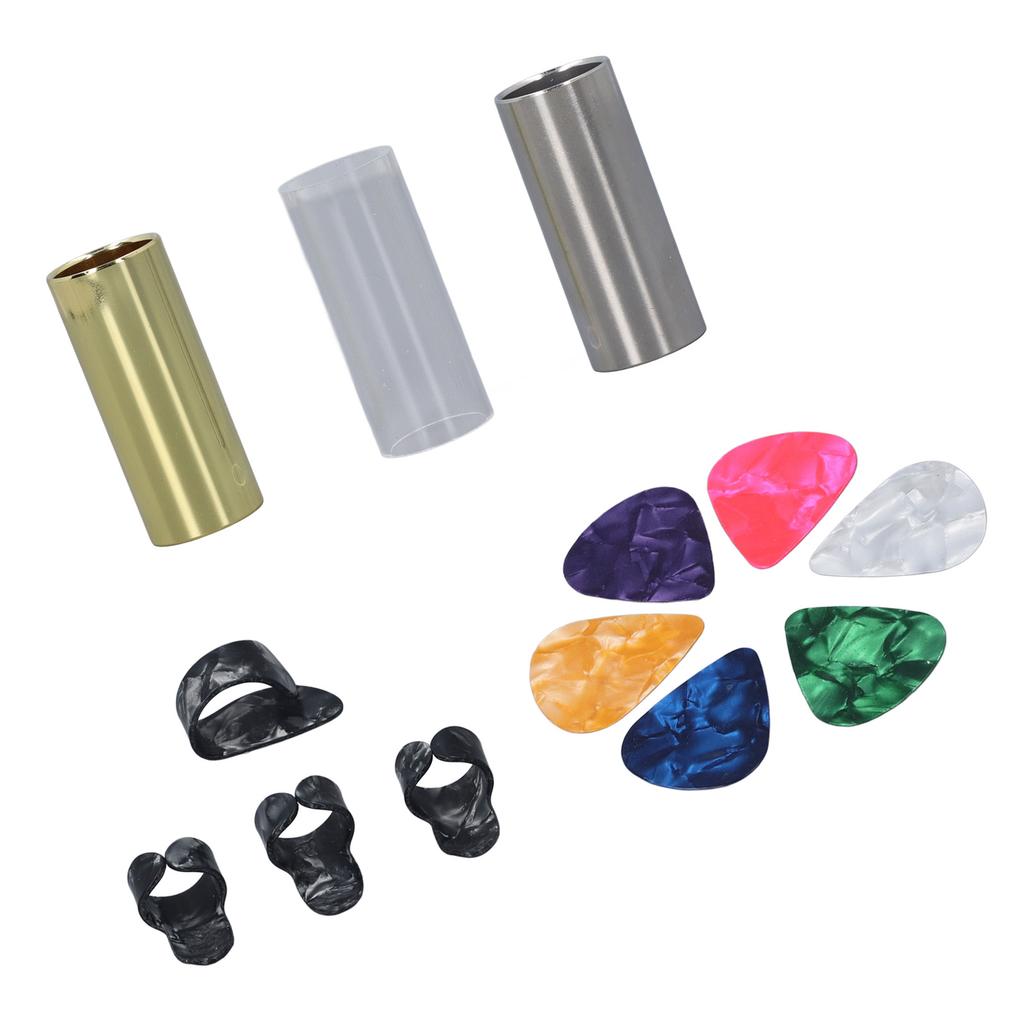 Gitarren-Slide-Set Edelstahl Acryl Messing mit Daumen-Fingerpicks Akustikgitarren-Ersatz
