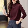 2025 Women's Velvet Half-High Neck Long-Sleeve Slimming Base Layer Top for Autumn/Winter
