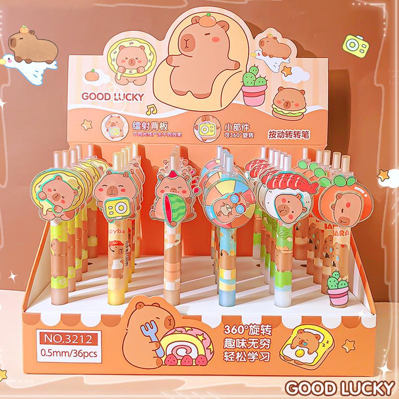 Kawaii Cartoon Capybara Gel Pen Quick-Drying Pressing Neutral Pens Writing Smooth Pens Office Supplies Student Stationery Gifts