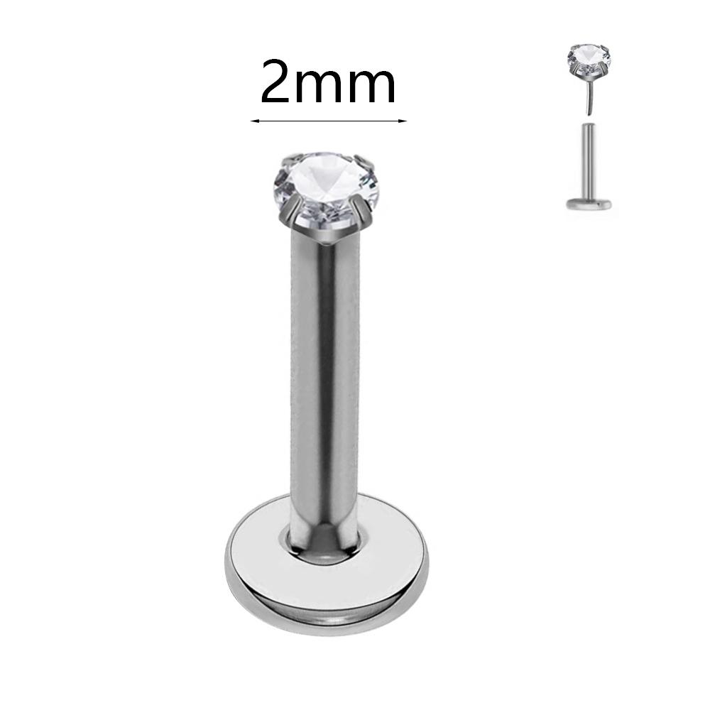 ASTM F136 G23 Titanium The Ball Tragus Earring Threadless Piercing Heart Cubic Zirconia Pin Daith Conch Push In Labret Stud